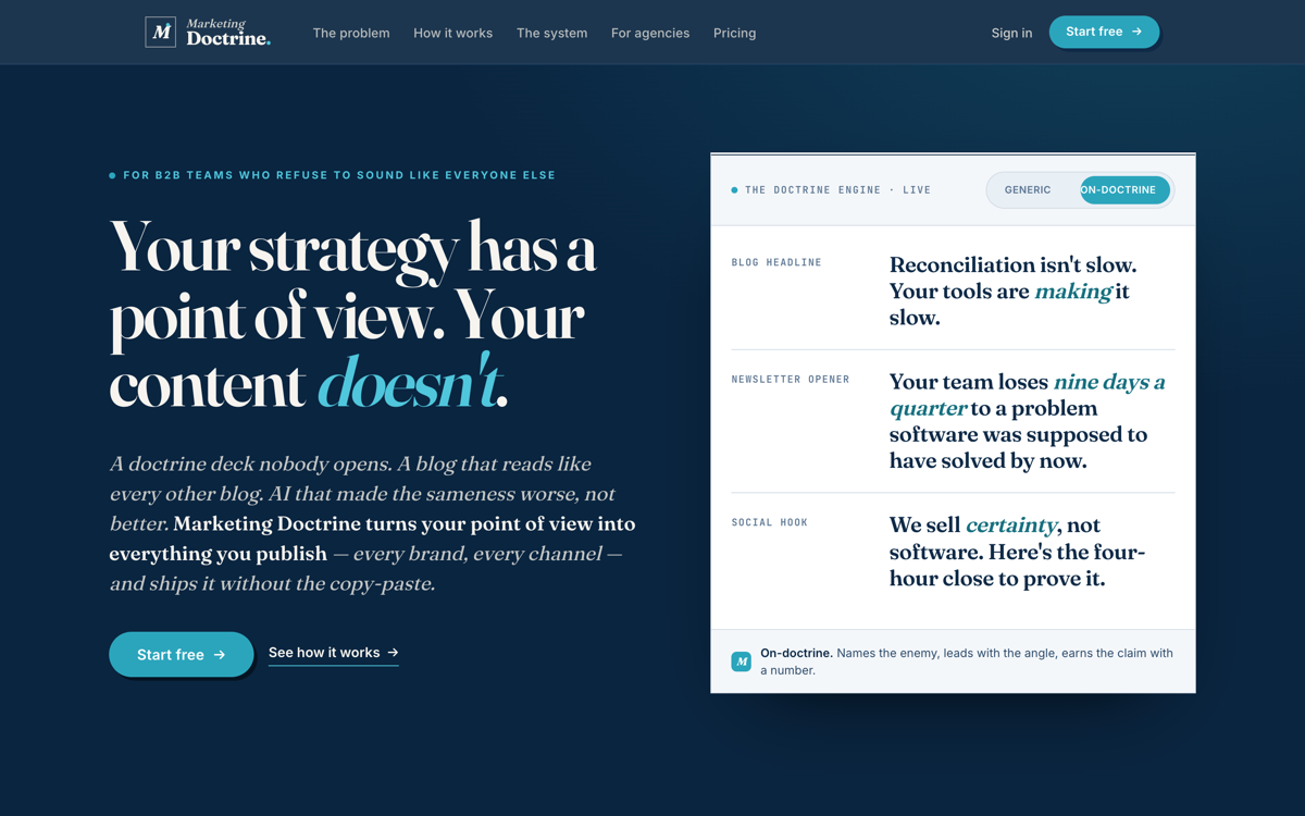 Marketing Doctrine homepage