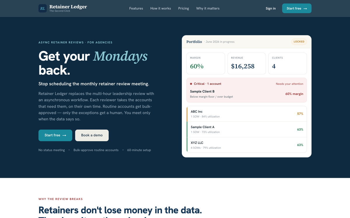 Retainer Ledger homepage