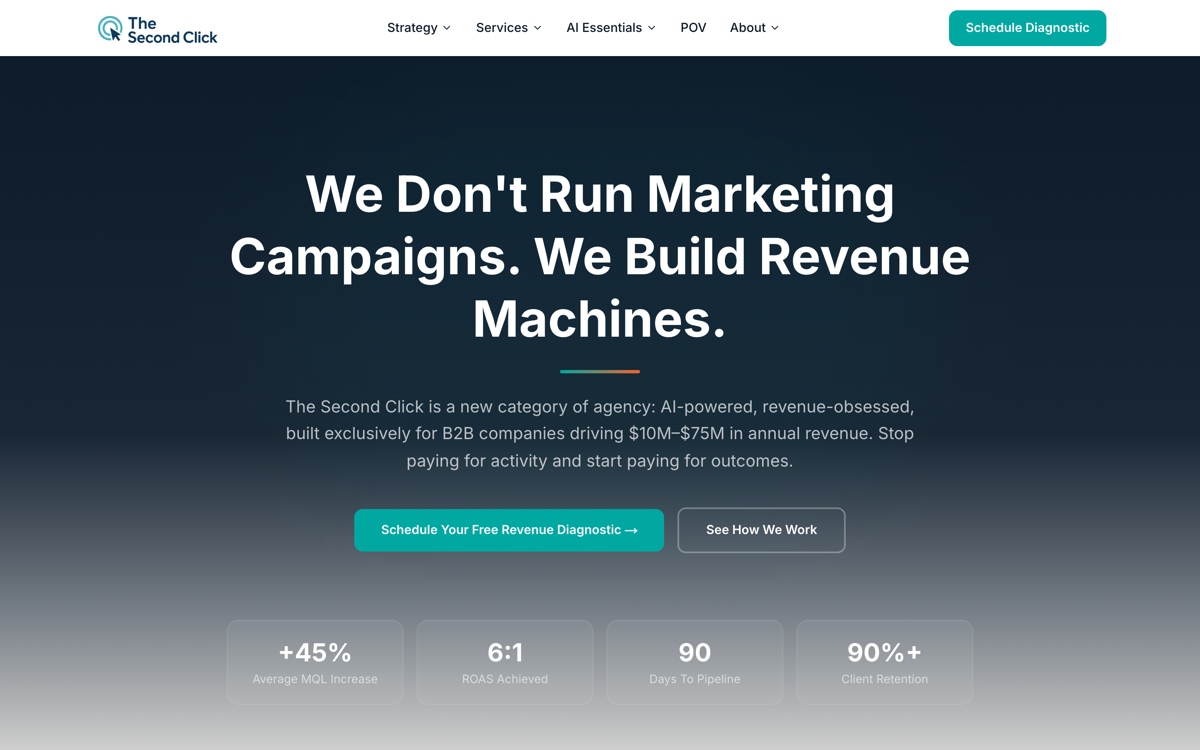The Second Click homepage